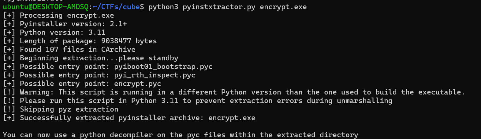 Extracting compiled bytecode using pyinstxtractor