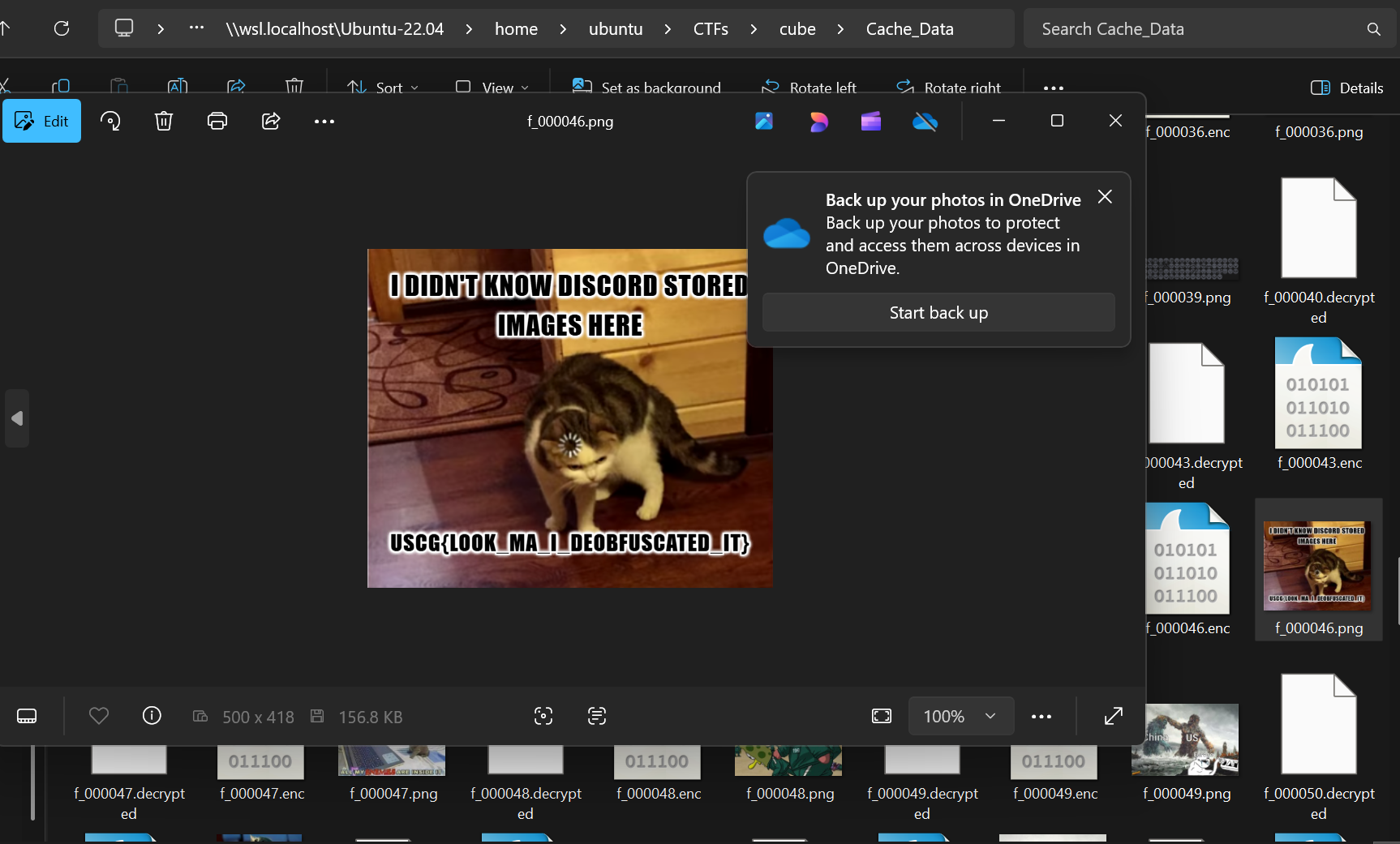 Decrypted Discord cache image revealing flag