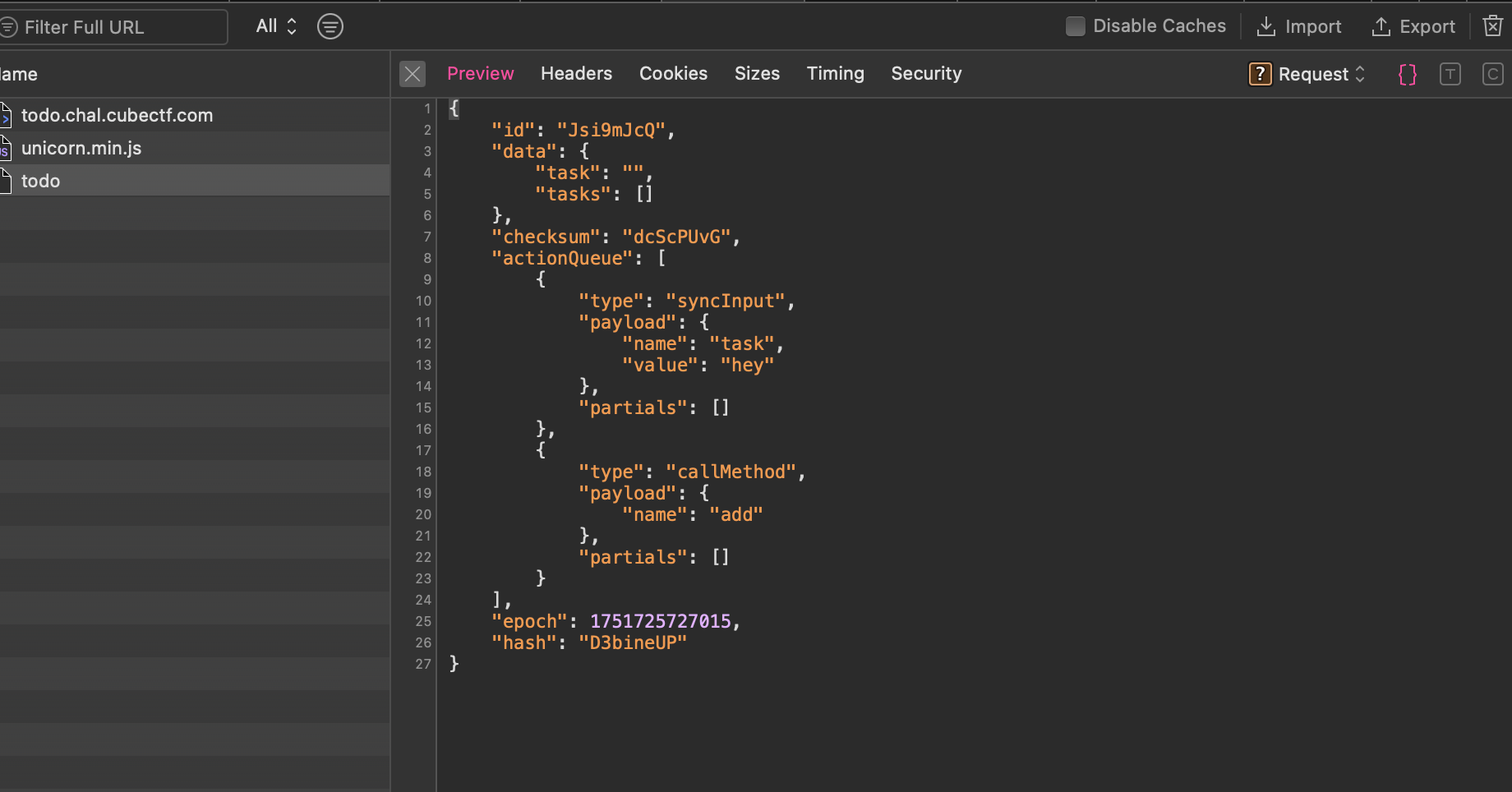 Inspecting actionQueue structure