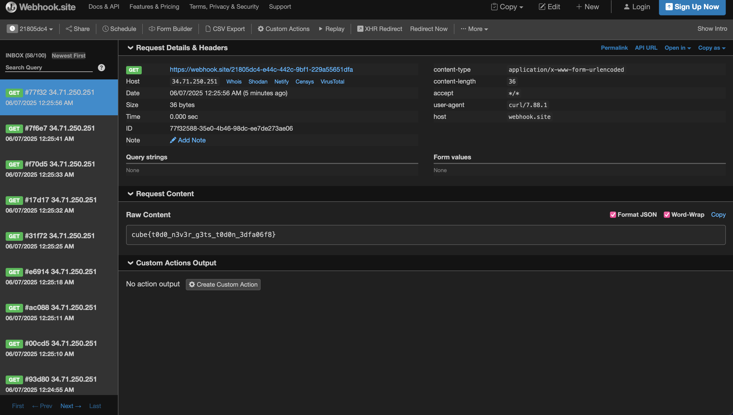 Capturing the flag in Webhook.site